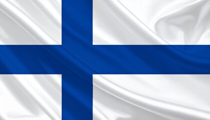 Obraz premium Finland national flag with blue Nordic cross on white background, symbol of identity and sovereignty.