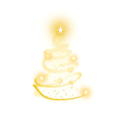 Glowing Golden Swirl Christmas Tree with Sparkles
