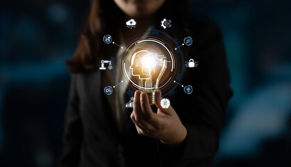 A concept of a global AI ecosystem centered on digital intelligence. Network integrates diverse applications like industrial automation, cloud computing, and fintech for worldwide innovation. Fermion