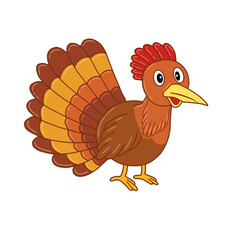 Cute cartoon turkey bird vector illustration. Cartoon turkey bird for Happy thanksgiving character isolated