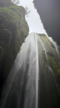 Gljufrabui Through Rocky Gap Iceland Waterfall Background Nature