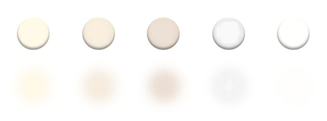 Horizontal row of five skin tone color gradient swatches from light peach to white, perfect for...