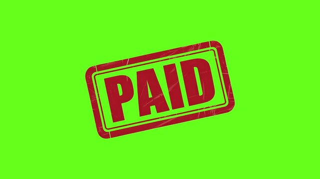 Paid Red Rubber Stamp Animation on Green Screen Background