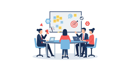 Dynamic team brainstorming for success, presenting innovative ideas and setting strategic goals during a collaborative modern office meeting