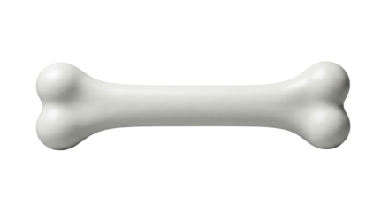 Simple white dog bone, providing a playful visual, against a transparent area, isolated bone