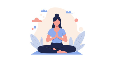 Find inner peace with this serene yoga meditation pose, perfect for wellness blogs, fitness apps, and promoting mindful living in a digital world