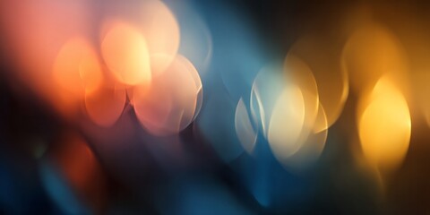 Diffused circular light patterns display contrasting warm and cool color gradients across a dark background.