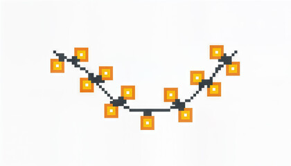 A pixel light holiday garland string bulb yellow orange square minimal white decoration festive glowing cozy winter merry celebration ornament pixelated digital retro simple bright hang wire warm