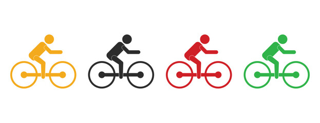 Cyclist Silhouette Icons, Simple Minimalist Design for Sport and Transportation