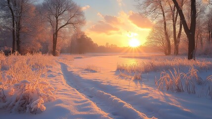 sunset in winter