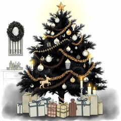 Retro holiday tree with soft lighting