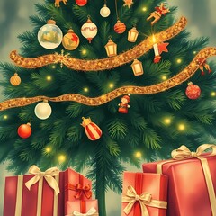 Cozy vintage Xmas illustration