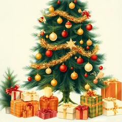 Vintage winter tree illustration