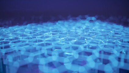 Abstract Blue Hexagonal Structure with Futuristic Design Elements