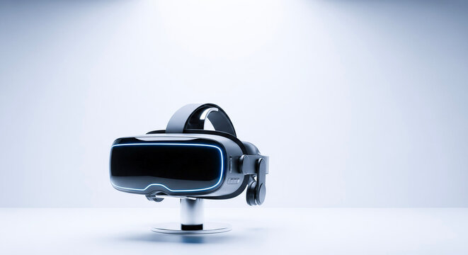 Virtual reality headset on display in modern minimalist style