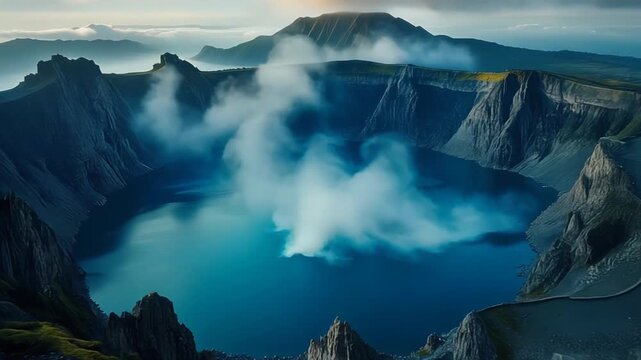 Heaven Lake - A Stunning Volcanic Crater Lake in Changbai Mountain.