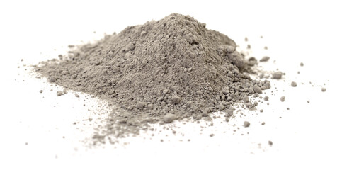 Cement powder heap isolated on white background
