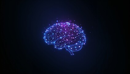 Abstract Digital Brain with glowing connections on dark background