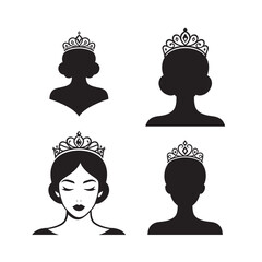 Silhouette icon of a womans tiara with elegant details resembling jewelry