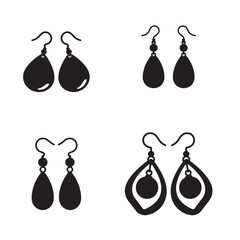 Dangle earring silhouette icon with elegant shape and minimalist lines perfect for feminine fashion and branding design