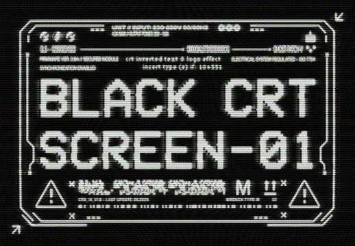 Inverted CRT Screen Text & Logo Effect Mockup