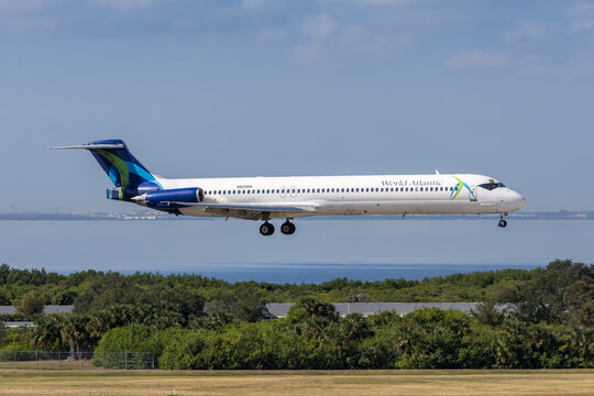 World Atlantic Airlines McDonnell Douglas MD-83 airplane at Tampa airport in the United States