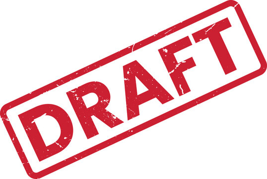 Red Draft Stamp Vector Illustration for Document Control and Approval Process. Grunge Rubber Stamp Effect, Business Concept, Isolated on White Background