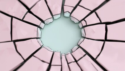 Abstract Broken Surface with Cracks Forming Circular Pattern