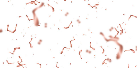 Fototapeta premium Rose Gold Confetti and Ribbons Overlay on Transparent Background: Celebration Design Element