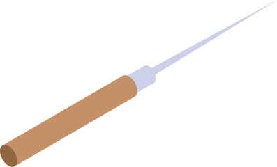Isometric awl with wooden handle and sharp tip for leather crafting and bookbinding