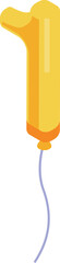 Golden number one balloon floating with ribbon string, perfect for celebrating a first birthday or anniversary