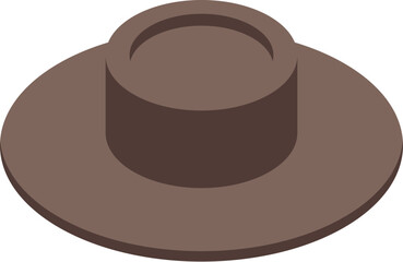 Brown australian bush hat isometric projection illustration