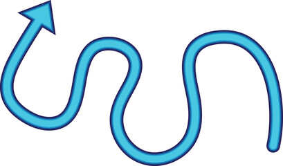 A smooth blue wavy upward arrow ideal for representing progress, movement, flexibility, navigation, and creative flow in presentations, infographics, and digital design projects.
