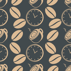 Coffee time concept seamless pattern design. Vector illustration