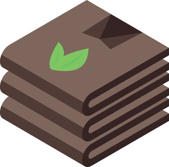 Fototapeta premium Stacked peat briquettes with leaf, showcasing sustainable fuel and gardening practices