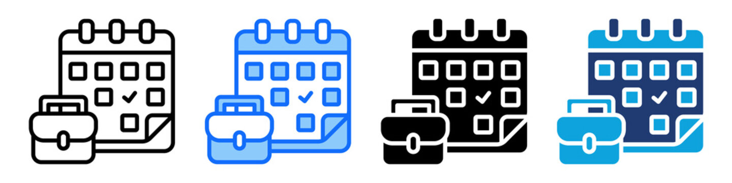Work Schedule Icon Set Multi Style Vector Illustration