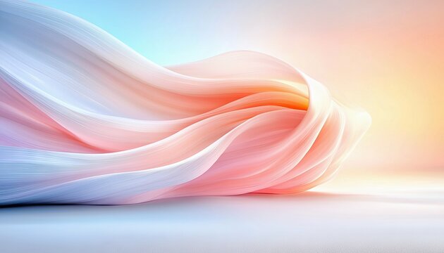 An abstract image featuring flowing fabric swirls in pastel colors, with soft lighting and a minimalist aesthetic.