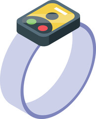 Smart bracelet displaying charging status on its screen, featuring a purple strap