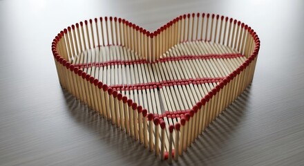 Unique heart shaped container crafted from many wooden matches