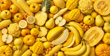 黄色い野菜と果物 - Generative AI
