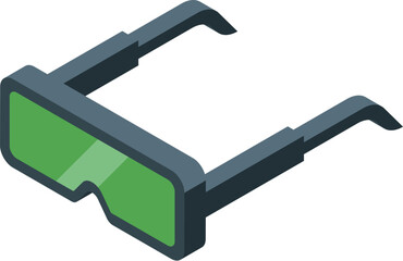 Vr glasses are showing green virtual reality interface, representing modern gaming technology