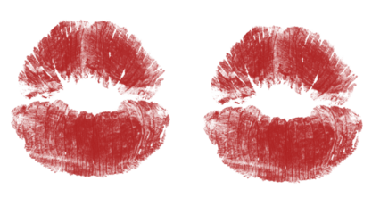 Red lips print evokes passion, romance, and beauty for cosmetic ads, Valentine's Day promotions, or expressive designs - a symbol of love and affection