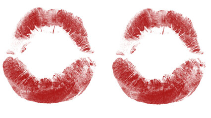 Bold crimson kiss imprint for Valentine's branding or beauty blog, sensual scarlet lipstick mark on white and black, a symbol of love and passion concept