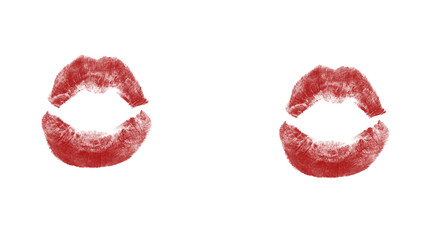 Passionate red lipstick kiss mark, perfect for Valentine's Day graphics, romantic designs, or bold beauty statements, expressing love and affection elegantly