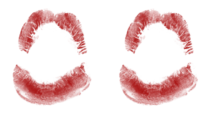 Passionate red lipstick kiss print for Valentine's Day, beauty promotions, and romantic designs, showcasing love and seductive charm for impactful visuals