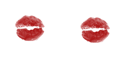 Passionate red lipstick kiss mark isolated, perfect for romance, beauty, and Valentine's Day designs showing love and affection, ideal for graphic design