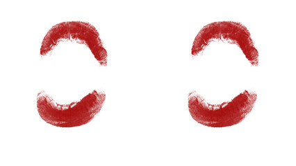 Passionate love concept showcasing red lipstick kiss mark on contrasting backgrounds, perfect for Valentine's Day, romance, beauty promotions or fashion editorials