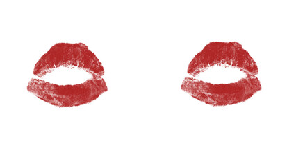 Bold red lipstick kiss mark for Valentine's Day love messages and romantic designs, perfect for expressing affection and passion on cards or social media