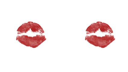 Passionate red lipstick kiss imprint offers bold expression, ideal for Valentines, romantic designs, beauty concepts, fashion promotions, and confident statements
