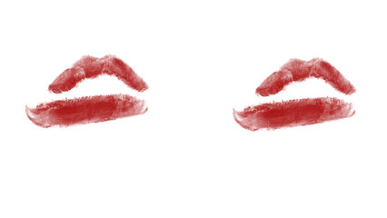 Sensual lipstick kiss imprint on white and black, a symbol of love, passion, and beauty for cosmetic advertising and Valentine's designs, artistic and bold
